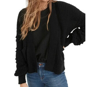 NWT Madewell Bobble Sleeve Open Knit Cardigan Women's Black Size 2X